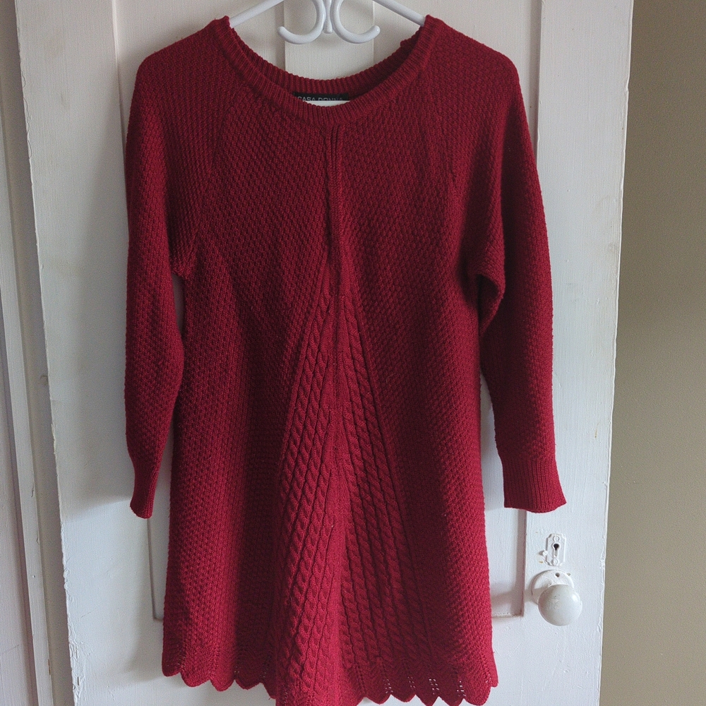 Red Knit Women's Tunic